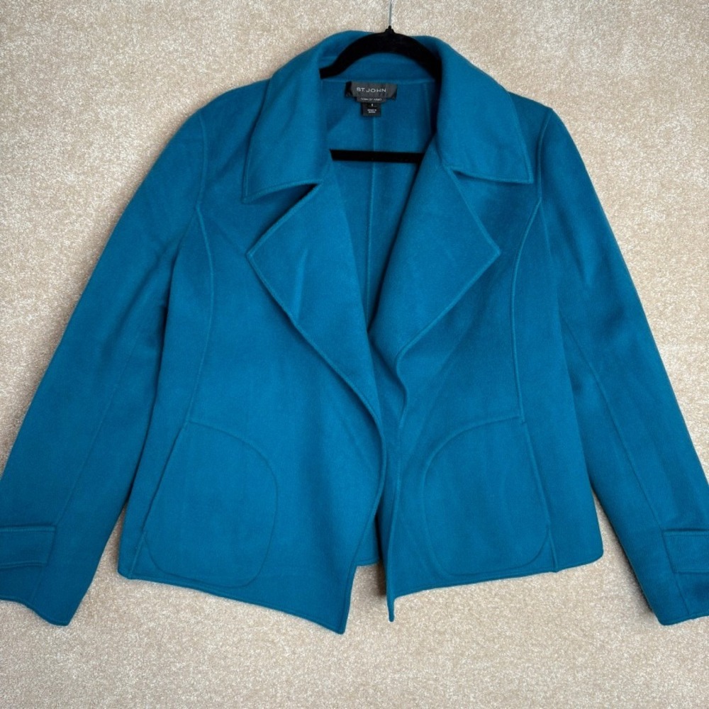 ST. JOHN Angora Wool Open Front Jacket Size 8 Luxury Winter Sewn by Hand‎